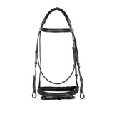 Equestro Leather English Bridle With Embroideries #colour_black