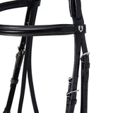 Equestro Leather English Bridle With Embroideries #colour_black