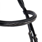 Equestro Leather English Bridle With Embroideries #colour_black