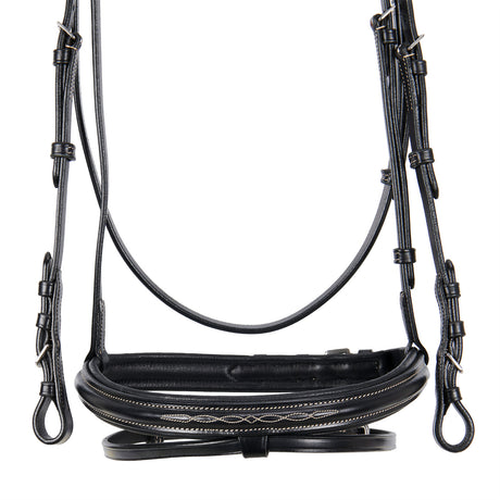 Equestro Leather English Bridle With Embroideries #colour_black