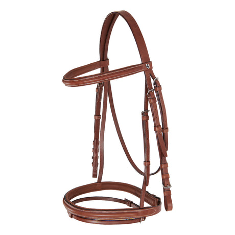 Equestro Leather English Bridle With Embroideries #colour_cognac