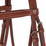 Equestro Leather English Bridle With Embroideries #colour_cognac