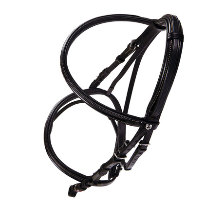 Equestro Leather English Bridle With Embroideries #colour_brown