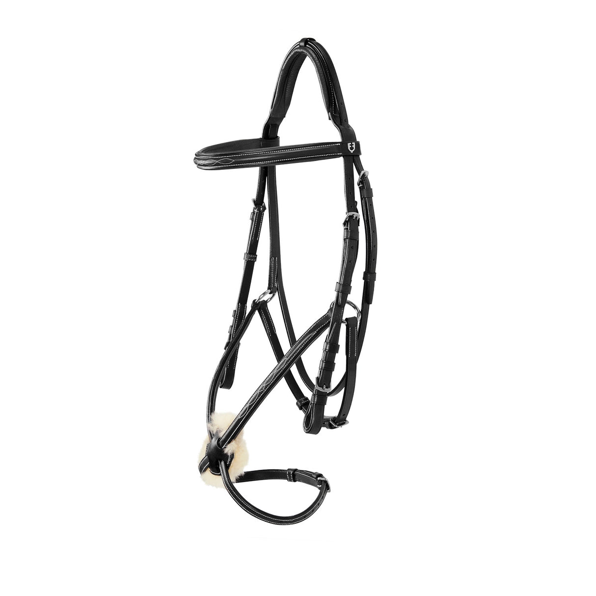 Equestro Bridle With Mexican Noseband And Synthetic Sheepskin #colour_black