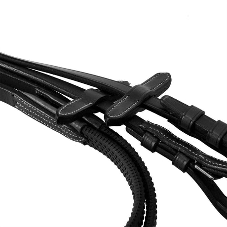 Equestro Bridle With Mexican Noseband And Synthetic Sheepskin #colour_black