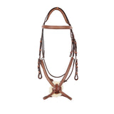 Equestro Bridle With Mexican Noseband And Synthetic Sheepskin #colour_cognac