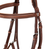 Equestro Bridle With Mexican Noseband And Synthetic Sheepskin #colour_cognac