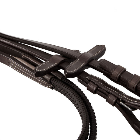 Equestro Bridle With Mexican Noseband And Synthetic Sheepskin #colour_brown