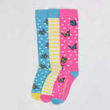 Toggi Butterfly And Bee - Ladies 3 Pack Of Socks #colour_pink-blue-yellow
