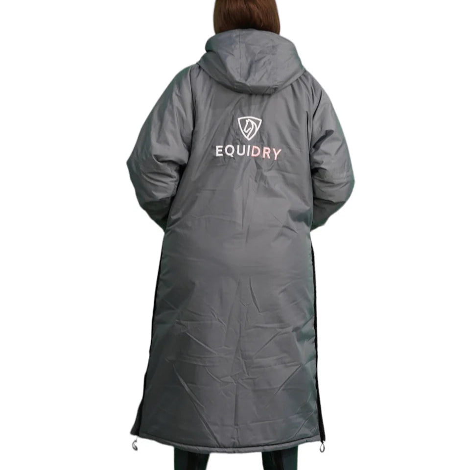 EQUIDRY Women's Thick Fleece Evolution Fixed Hood #colour_grey-pale-pink