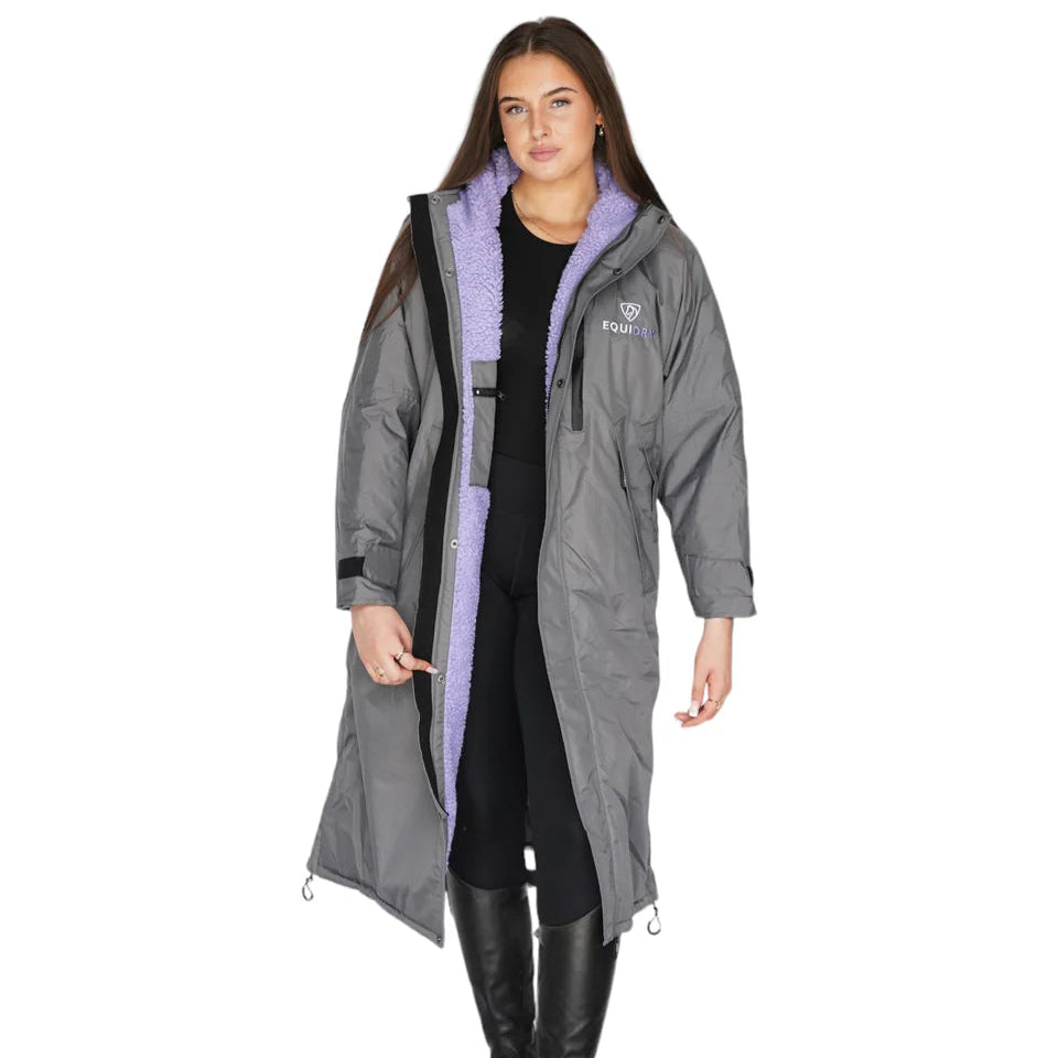 EQUIDRY Women's Thick Fleece Evolution Fixed Hood #colour_grey-lilac