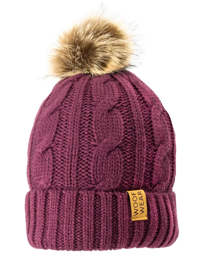 Woof Wear Cable Beanie #colour_plum