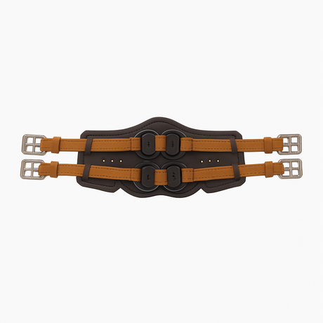 Stubben Equi-Soft® Short Saddle Girth with Cover - Tobacco #colour_vachette-leather-ebony