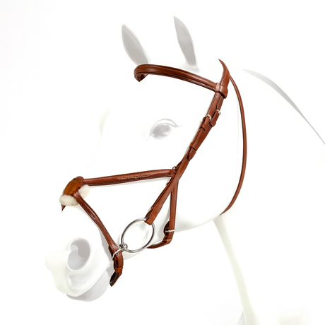 Equipe Emporio Figure 8 Padded Bridle with Silver Fittings - No Reins #colour_red-brown