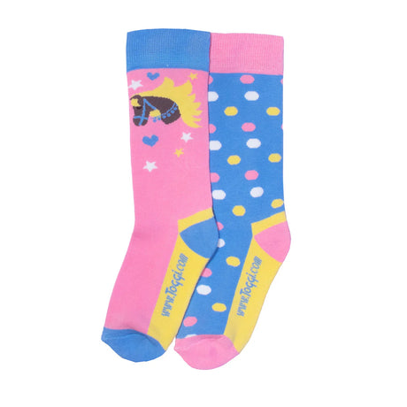 Toggi Pony And Spot Childrens Socks 2 Pack #colour_pink-blue