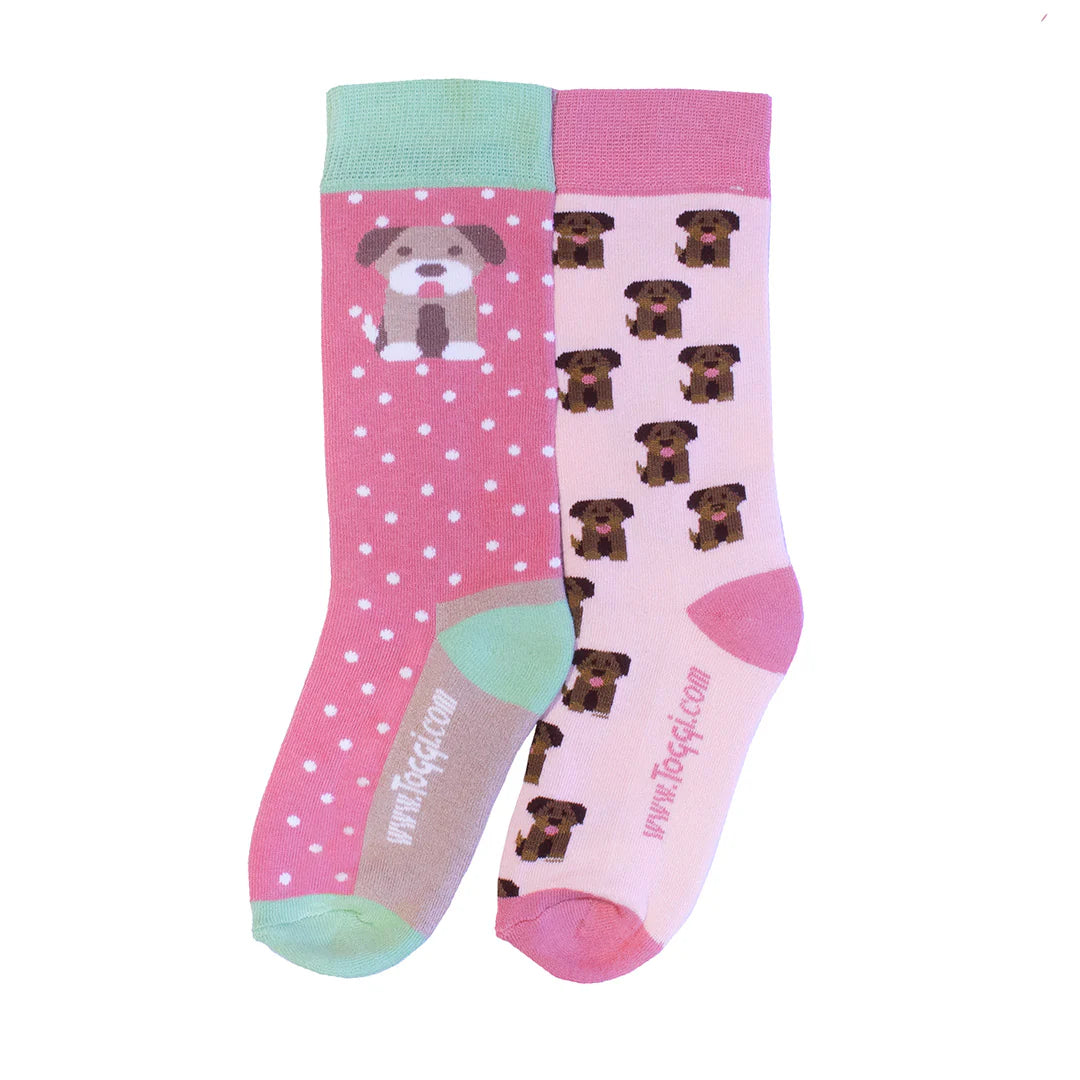 Toggi Pretty Puppy Childrens Socks 2 Pack #colour_pink