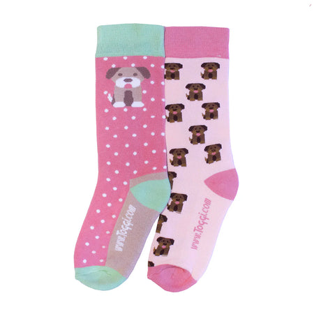 Toggi Pretty Puppy Childrens Socks 2 Pack #colour_pink