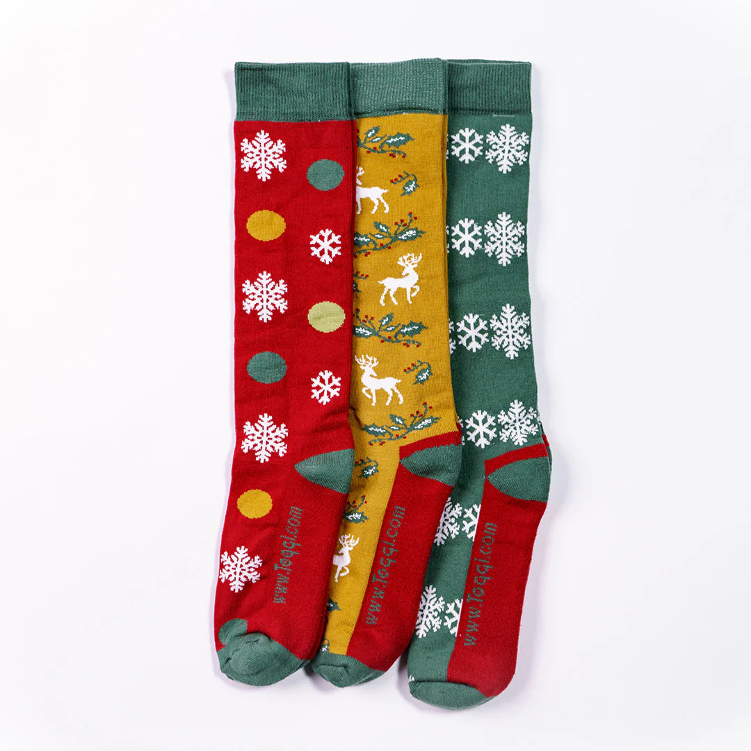 Toggi Christmas Socks #colour_green-red-mustard