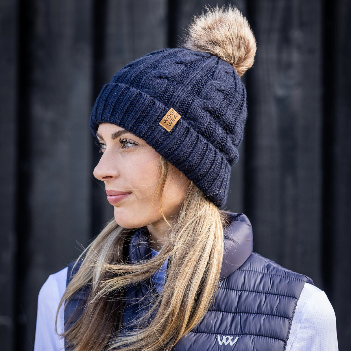 Woof Wear Cable Beanie #colour_navy