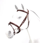Equipe Rolled Browband Brass Fittings Flash Bridle #colour_brown