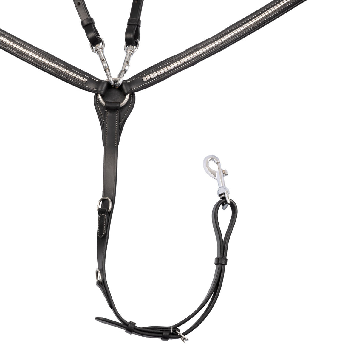 Tanned leather fork breastplate with silver clincher
