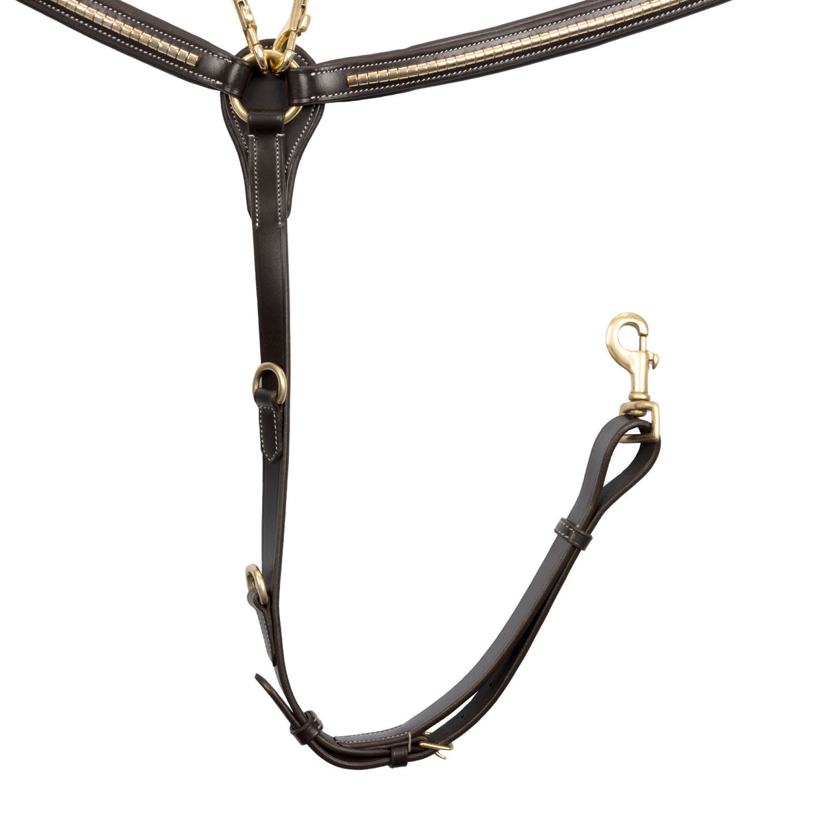 Tanned leather fork breastplate with brass clincher