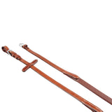 Equestro Leather And Rubber Reins For English Bridle #colour_cognac