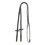 Equestro Leather And Rubber Reins For English Bridle With Rose Gold Buckles