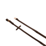 Equestro Leather And Rubber Reins For English Bridle With Rose Gold Buckles