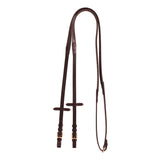 Equestro Leather And Rubber Reins For English Bridle With Rose Gold Buckles