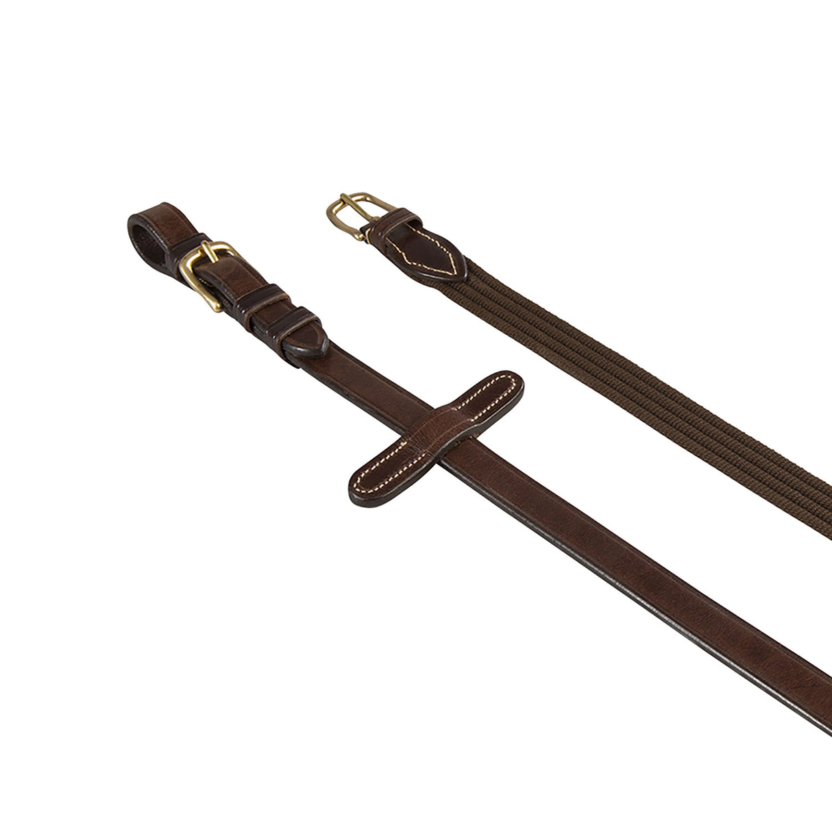 Equestro Reins For English Bridle With Brass Buckles #colour_brown