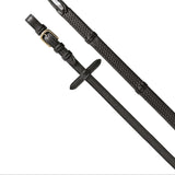 Equestro Reins For English Bridle With Brass-Plated Buckles #colour_black