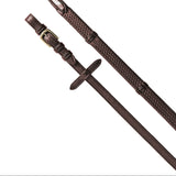 Equestro Reins For English Bridle With Brass-Plated Buckles #colour_brown