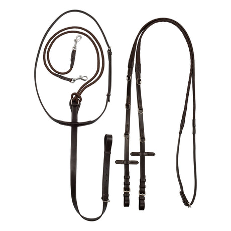 Equestro Reins With Leather And Rubber Martingale