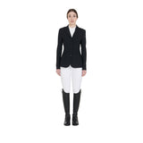 Equestro Women's Four Button Competition Jacket Anatomical Cut #colour_black