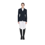 Equestro Women's Four Button Competition Jacket Anatomical Cut #colour_blue