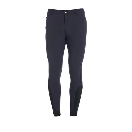 Equestro Men's Slim Fit Grip Breeches With Logo #colour_blue
