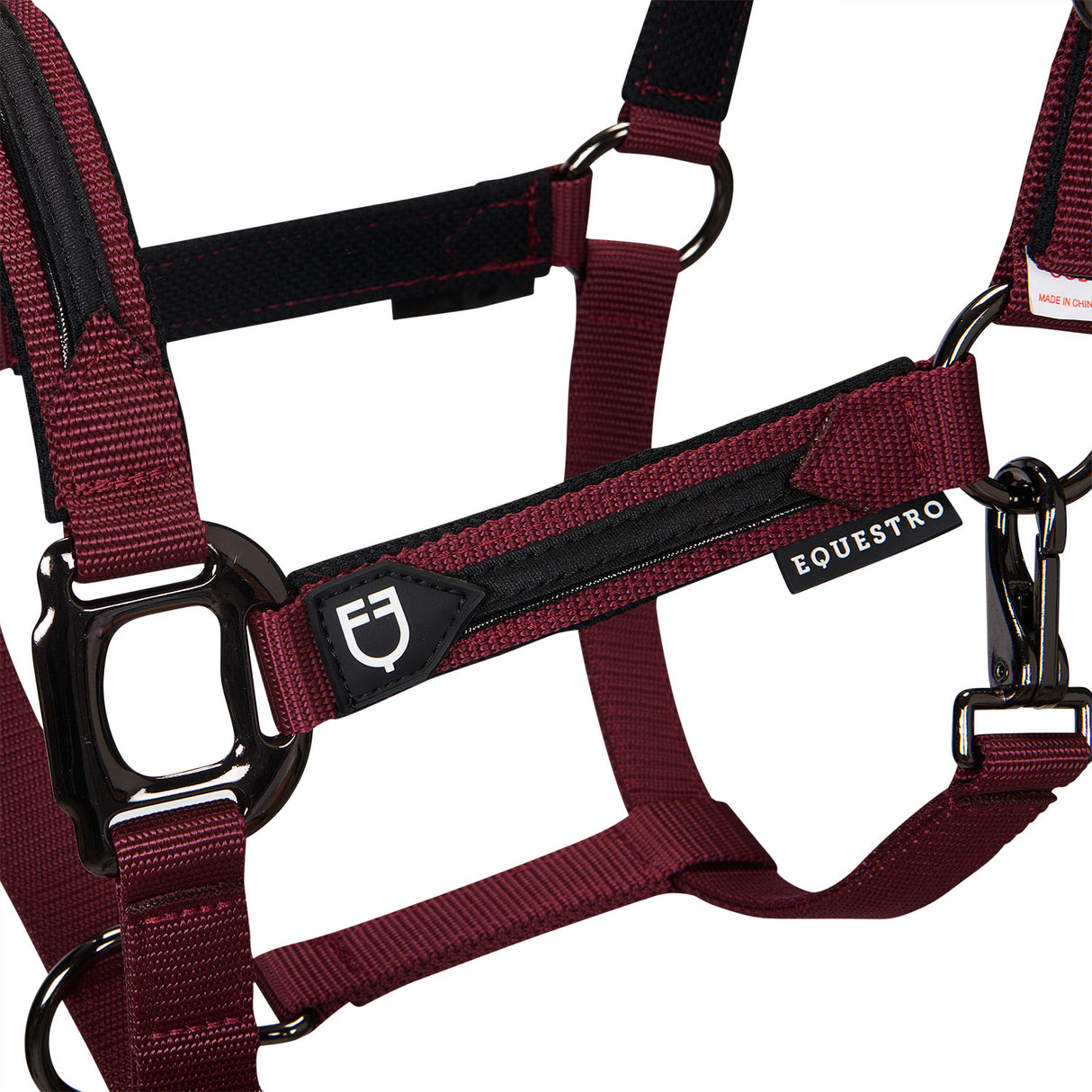 Equestro Durable Fleece Halter #colour_burgundy
