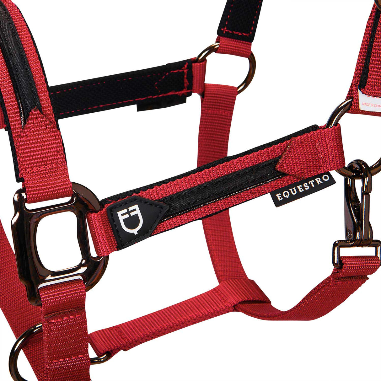 Equestro Durable Fleece Halter #colour_red