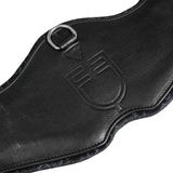 Equestro Shaped Dressage Girth In Leather With Engraved Logo #colour_black
