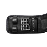 Equestro Shaped Dressage Girth In Leather With Engraved Logo #colour_black