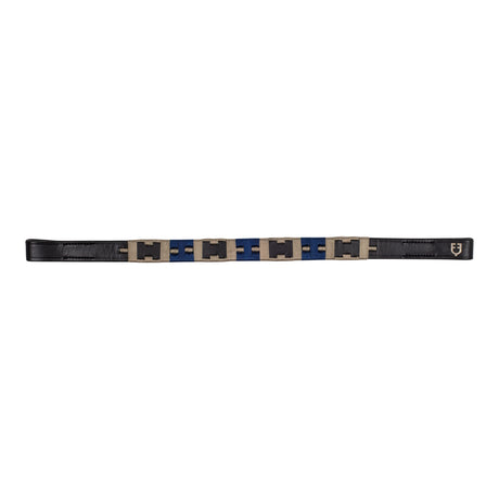 Equestro Leather Browband With Geometric Pattern #colour_black