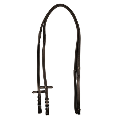 Equestro Solid Lettering Grip Rubber Reins Silver Fitting #colour_brown