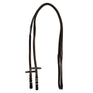 Equestro Solid Lettering Grip Rubber Reins Silver Fitting #colour_brown