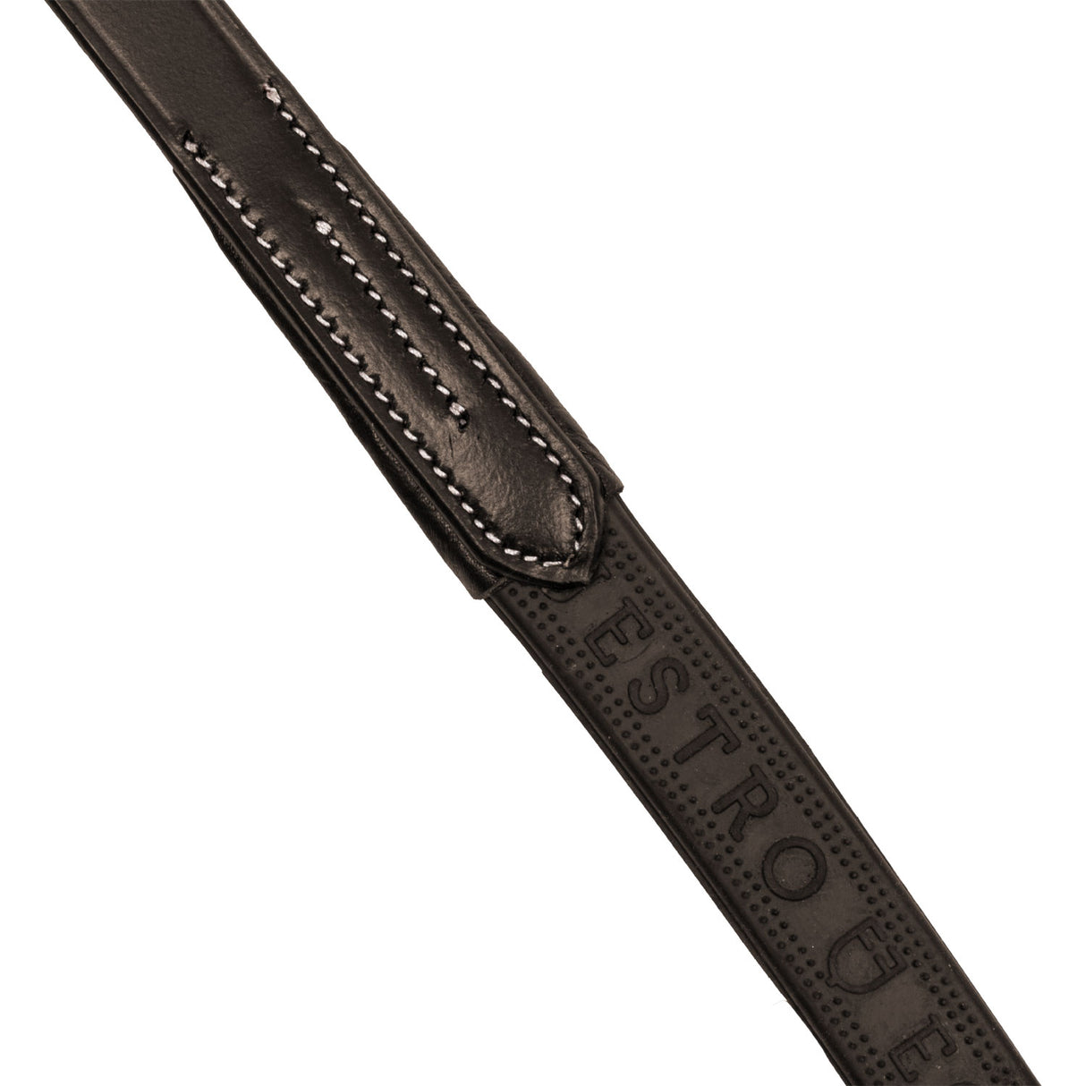 Equestro Solid Lettering Grip Rubber Reins Silver Fitting #colour_brown