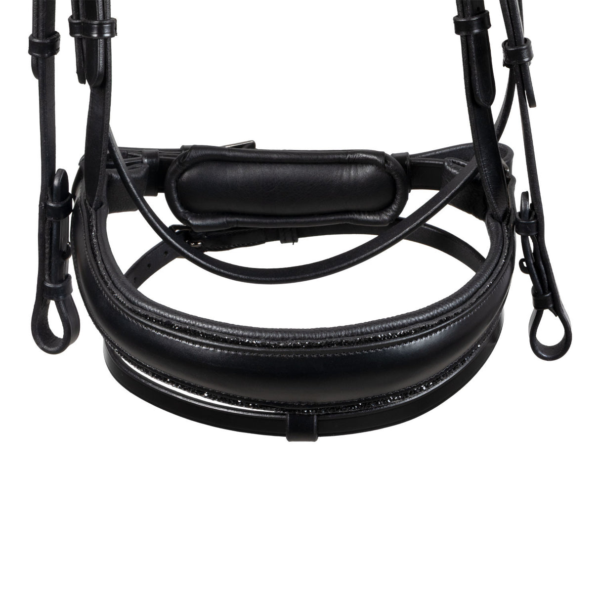 Anatomical leather dressage bridle with rhinestones
