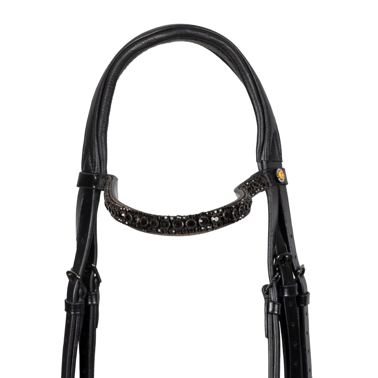 English leather bridle with glittery noseband
