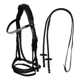 Black leather anatomical bridle with rhinestones