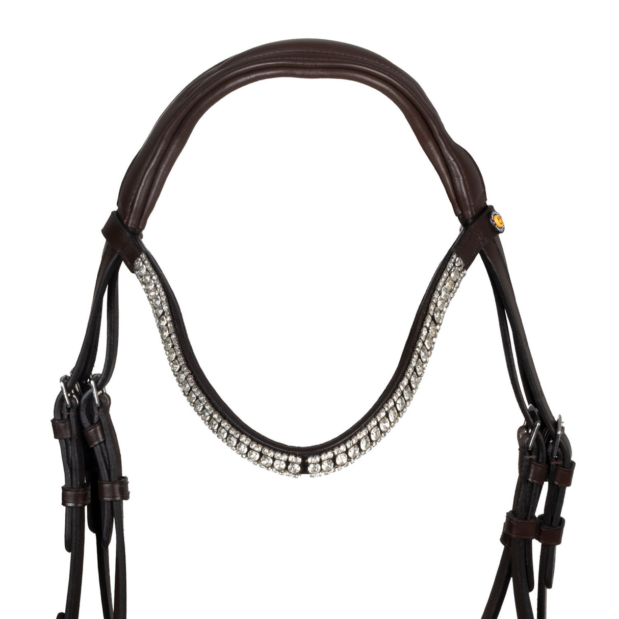 Black leather anatomical bridle with rhinestones