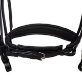 Leather dressage bridle with anatomical headpiece